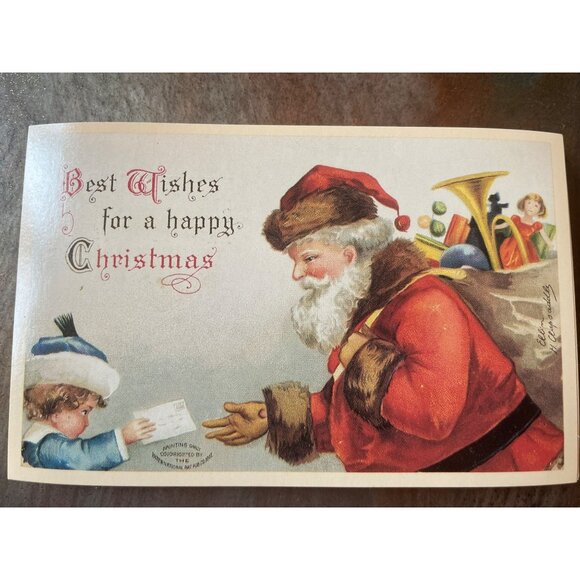 Vintage Victorian Christmas & New Year Postcards Set Girls Boys Santa Angels - Picture 4 of 11